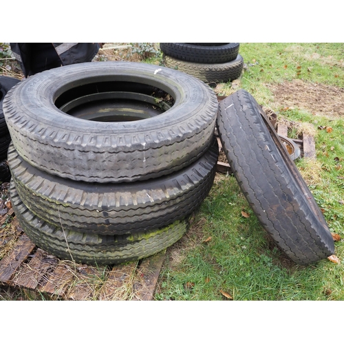 401 - 6 - 40/8 Tyres some with wheels