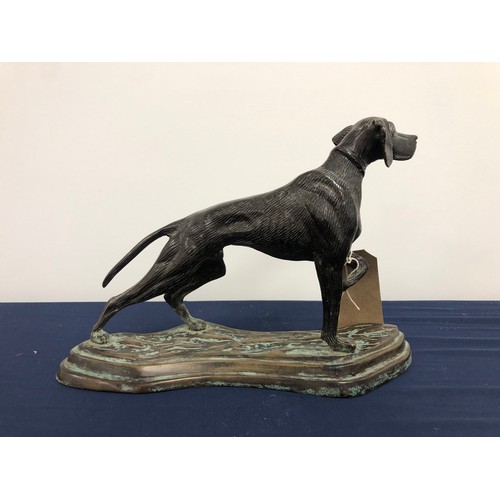 46 - Bronze hunting dog sculpture on base 11