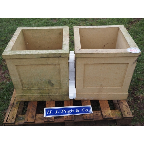 647 - Square stone planters 24 x 24