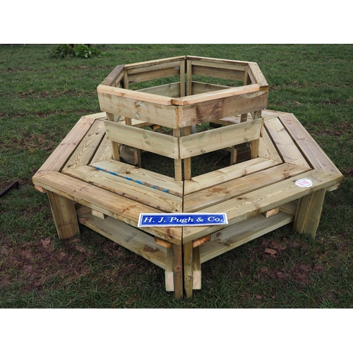 676 - Hexagonal wooden tree surround bench