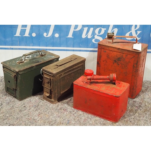 132 - 2 - Ammo boxes and 2 - 2 gallon fuel cans