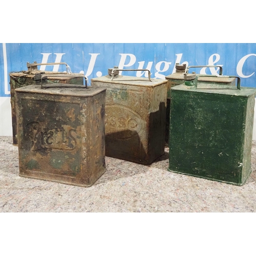 163 - 5 - 2 Gallon fuel cans incl Pratts & Esso