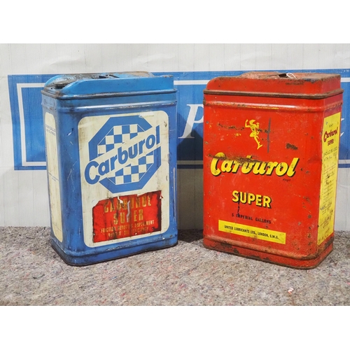 167 - 2 - Carburol 5 gallon oil cans