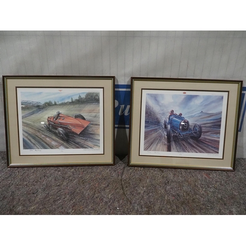 175 - 2 - Limited edition framed Bugatti and Bentley racing car prints by Phil May