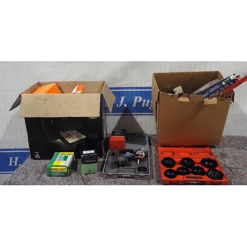 198 - Assorted oil filters, wiper blades, air filters etc