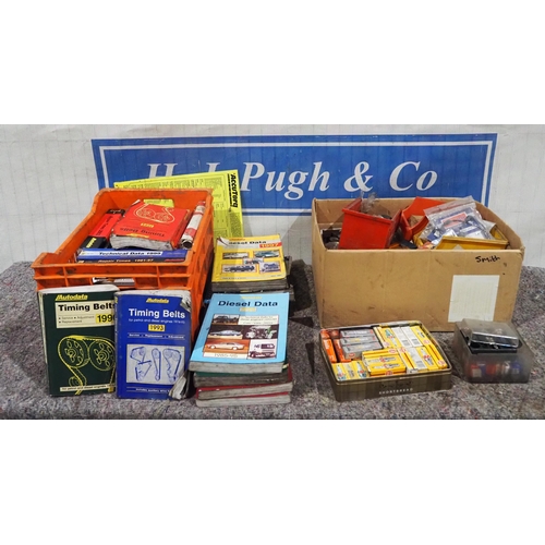 199 - Assorted workshop consumables, diesel data books etc