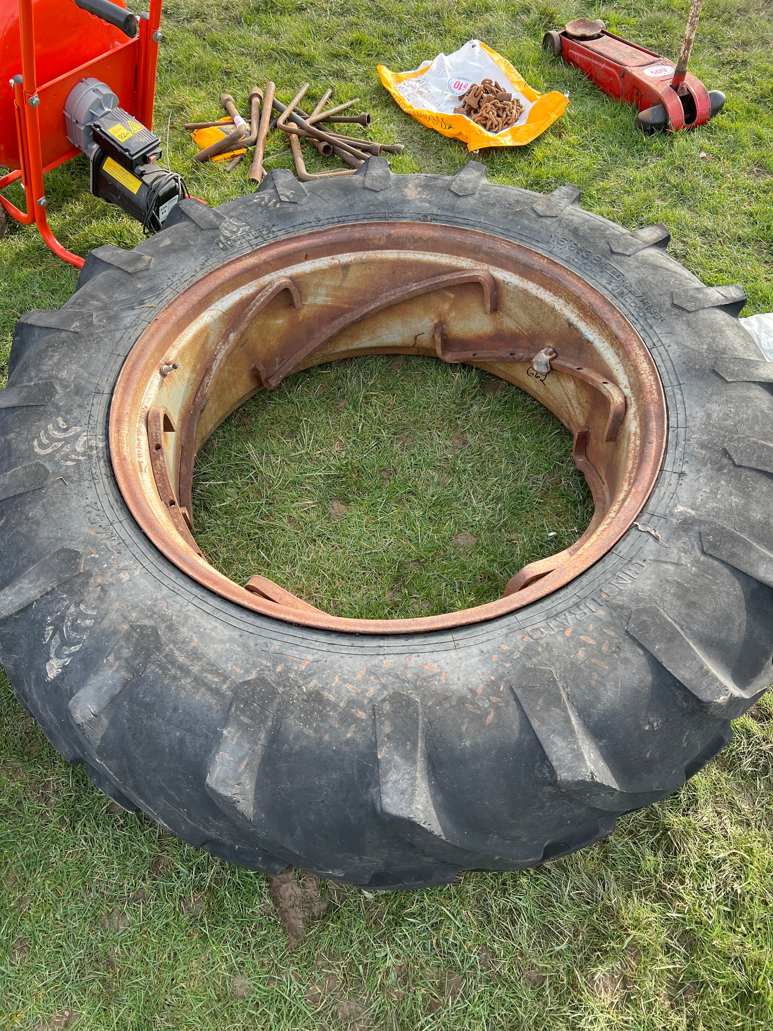 Massey Ferguson P.A.V.T rear rim and tyre 16 x 38