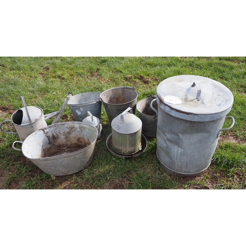161 - Quantity of galvanised items to include watering can