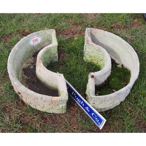 196 - Pair of semi-circular planters