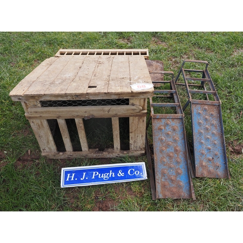 68 - Pair of car ramps and hen house