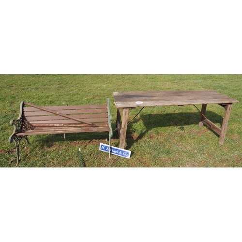 86 - Trestle table and garden bench