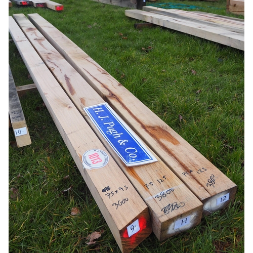 1013 - Oak beams average 3.6m x 75mm x 125mm - 3