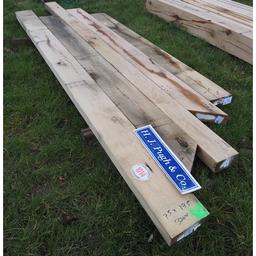 1014 - Oak beams average 3m x 75mm x 195mm - 5