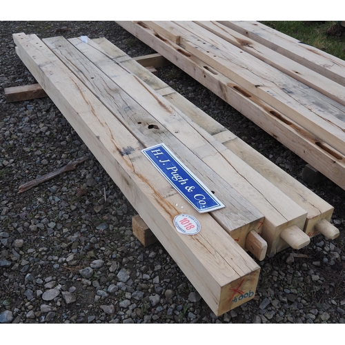 1018 - Machined oak beams average 2.2m x 145mm x 145mm - 4