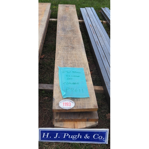 1193 - Hardwood planks 2.4m x 300mm x 30mm - 5