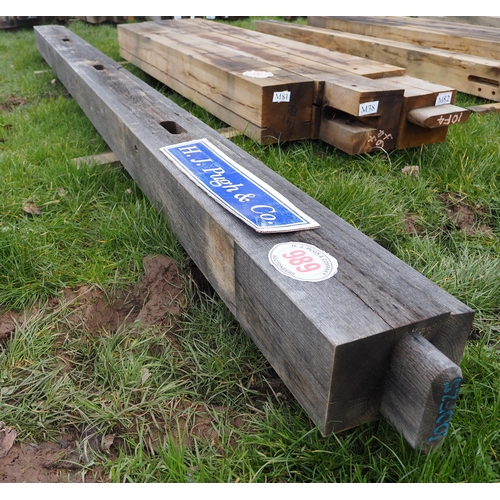 989 - Machined oak beams 3.7m x 150mm x 150mm - 1