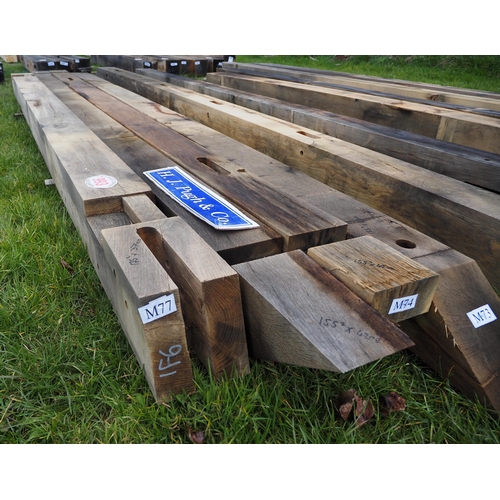 993 - Machined oak beams average 4m x 155mm x 155mm - 4