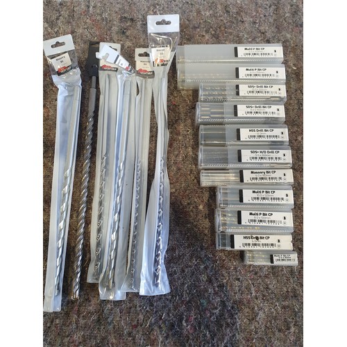 588 - Over 100 assorted masonry, HSS and multi drill bits