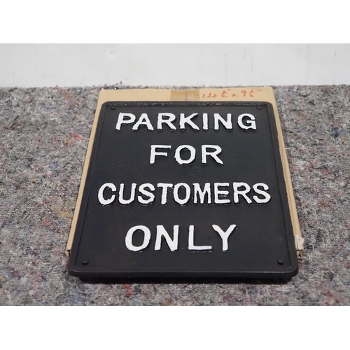 628 - 2 Cast iron signs - Parking for customers only 14