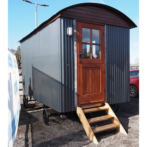 1478 - Shepherds hut 4.2 x 2.2m. Steel box section with turntable. Drawbar with tow hitch.  Fully insulated... 