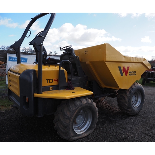 1571 - Wacker Neuson TD9 dumper. Runs and drives, showing 4175 hours. Keys in office