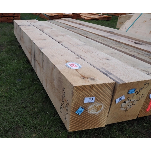 955 - Oak beams average 2.6m x 195mm x 245mm - 3