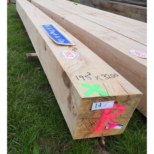 962 - Oak beam 3.2m x 195mm x 195mm - 1