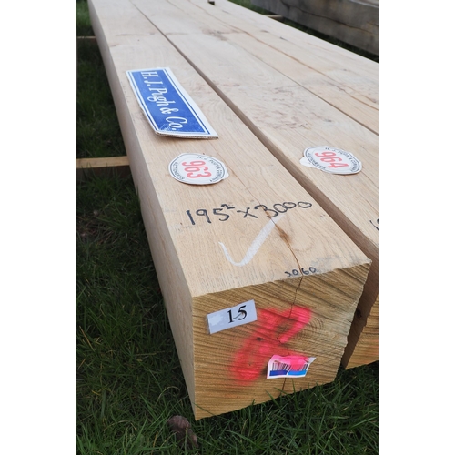 963 - Oak beam 3m x 195mm x 195mm - 1