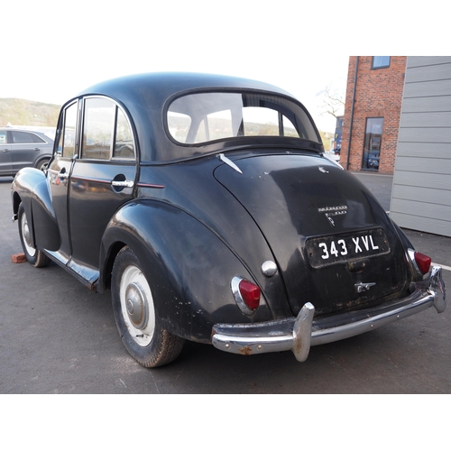 431 - Morris Minor project, 1962, 948cc.
Chassis no. MAS3/984655
Engine no. 619083
Runs and drives, brakes... 