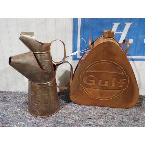 485 - Modern fuel and oil cans with Gulf logo