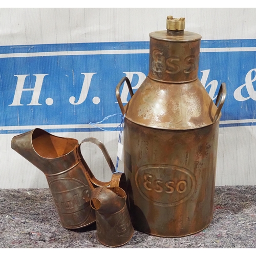 490 - Modern fuel can and oil pourers with Gulf and Esso logo