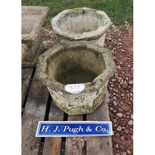 577 - Pair of octagonal planters 19