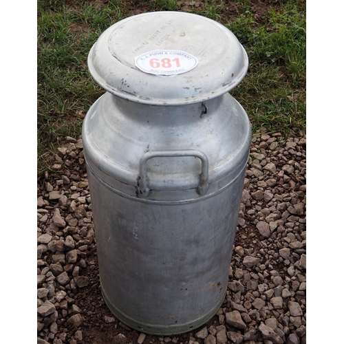 681 - Aluminium 10 gallon milk churn