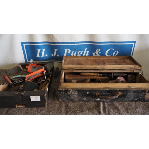 479 - Assorted wood working tools and tool box