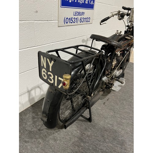 831 - Raleigh Sport 350cc motorcycle. 1924.
Frame no. 13814
Engine no. 16536
Runs and rides but will need ... 