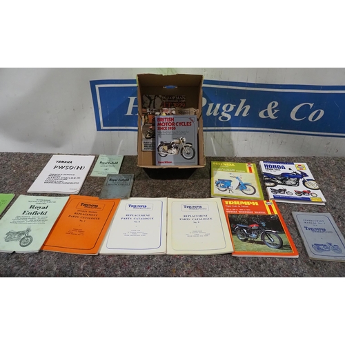 Quantity of motorcycle literature to include Haynes manuals