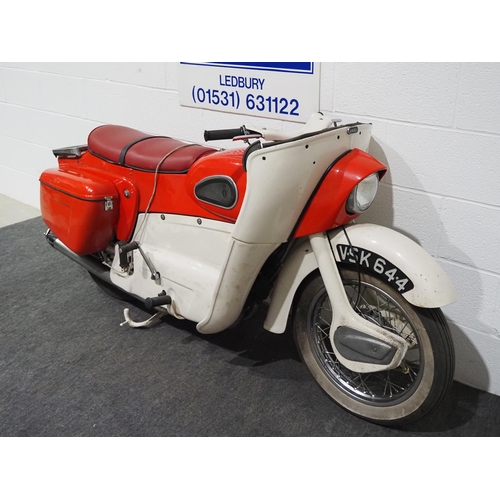 826 - Ariel Leader motorcycle. 1959. 250cc.
Engine no. T645A
Reg. VSK 644