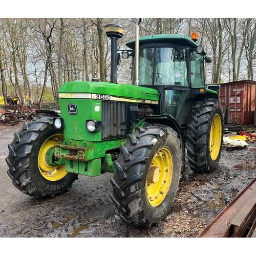 479 - John Deere 3650 tractor. 1991. Runs and drives. Fitted with underslung front weights. Reg J485 WVW