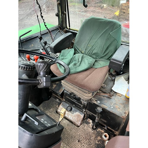 479 - John Deere 3650 tractor. 1991. Runs and drives. Fitted with underslung front weights. Reg J485 WVW