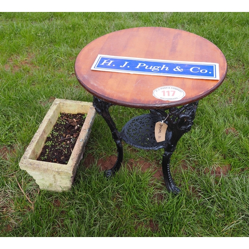 117 - Cast iron circular pub table and planter