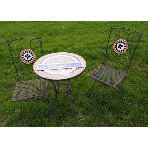 82 - Garden table and 2 chairs