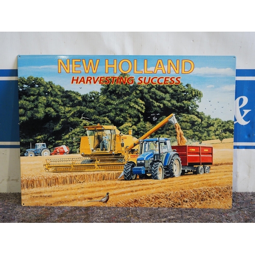 644 - Tin sign - New Holland harvesting success 20