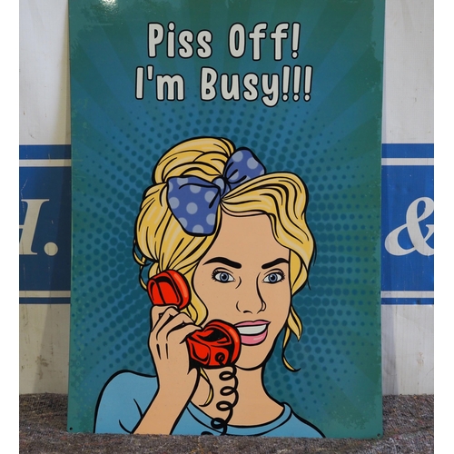 659 - Tin sign - I'm busy 27