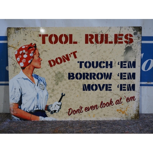 708 - Tin sign - Tool rules 20