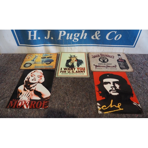 613 - Assorted modern tin signs inc Jack Daniels