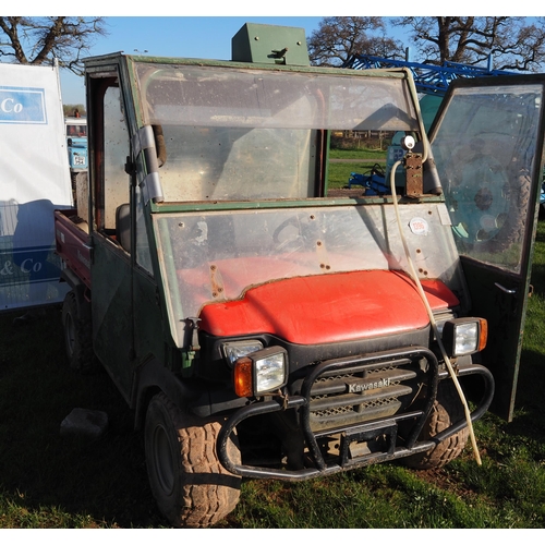 1396 - Kawasaki 4WD mule. Runs and drives. 1600 hours. Reg. AY05 GYJ. Key in office V5 to follow