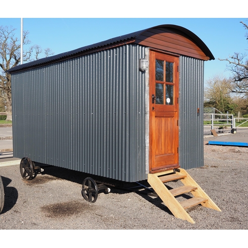 1419 - Shepherds hut 4.2 x 2.2m. Steel box section with turntable. Drawbar with tow hitch.  Fully insulated... 