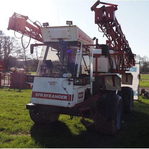 1442 - Alanco 100D 24m Spraymaster self propelled sprayer. 1500l tank, 24m booms, 2 wheel steer. Showing 57... 