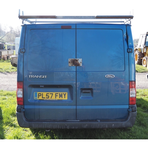 1486 - Ford Transit TDCI van. 2007. Runs and drives. MOT until 23/01/24. Showing 156,537 miles. Reg. PL57 F... 