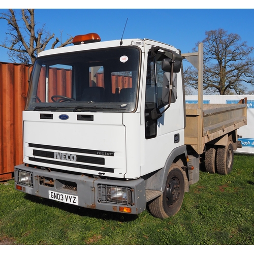 1489 - Ford Iveco Tector tipping lorry. Showing 188272 km. Reg. GN03 VYZ. V5, spare parts and keys in offic... 